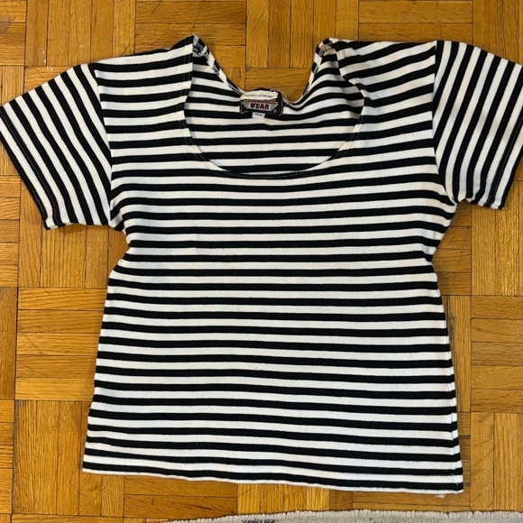 vintage Tops - Vintage 90s scoop neck shirt striped